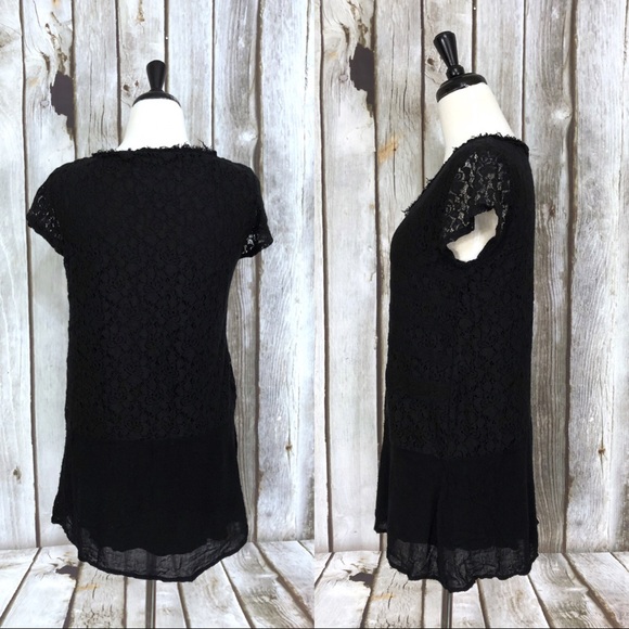 Anthropologie Meadow Rue Black Lace Tunic Top - Picture 2 of 5